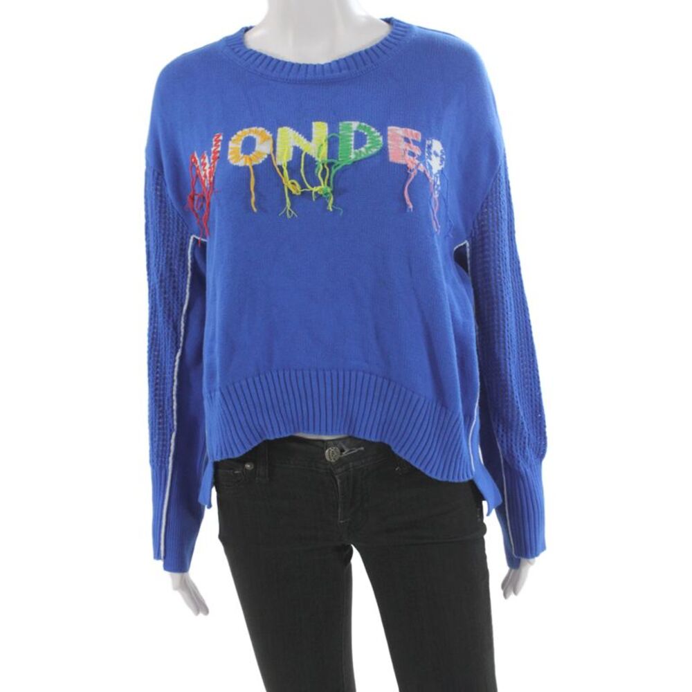 Mira Mikati Unisex Pullover Sweater Blue 100% Cotton Long Sleeve Size 4